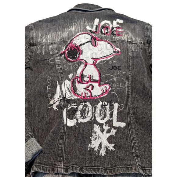Iceberg History × Peanuts Denim Jean Jacket S/M Snoopy 90s Street Grunge Italy - Picture 7 of 16